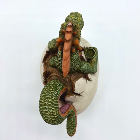 Spooniques Baby Dragon Hatching From Egg Figurine Green Orange Collectible - Picture 7 of 8